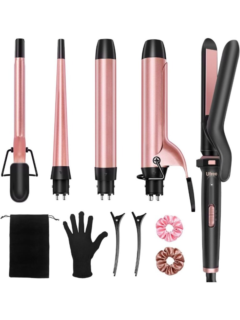 Versatile 5-in-1 Curling Iron Set with Flat Iron & Ceramic Barrels for Gorgeous